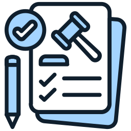 Icon eines Rechtsdokuments mit Stift daneben